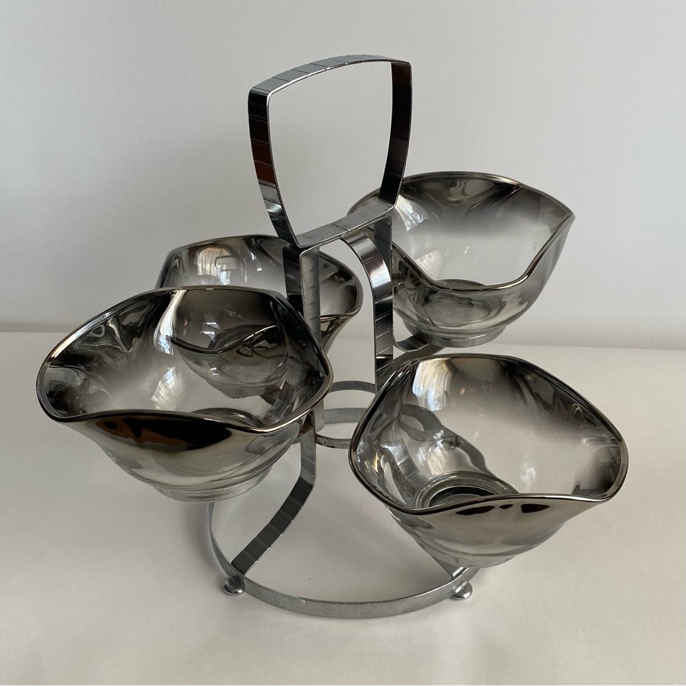Mid Century Silver Rim Fade Serving Dish. Vintage. - Picture 3 of 7